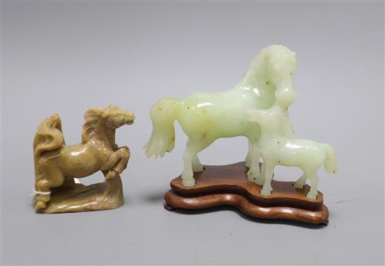 Two soapstone / bowenite carvings of horses